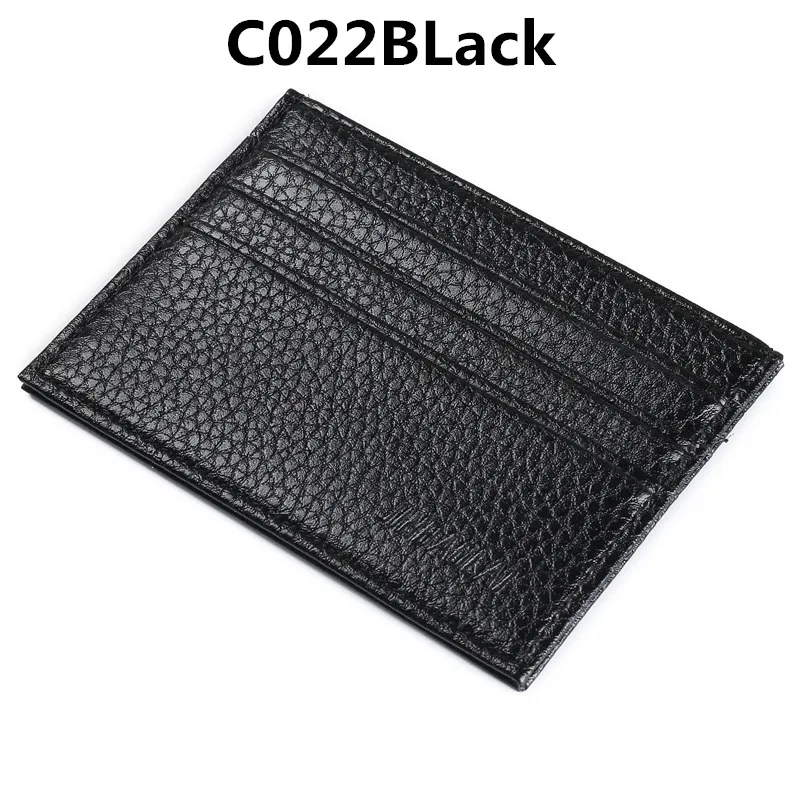 Мужской тонкий мягкий деловой кредитный держатель для карт из искусственной кожи, модный винтажный кошелек, ретро текстура, мини держатель для ID, черный банковский чехол, кошелек - Цвет: C022BLack