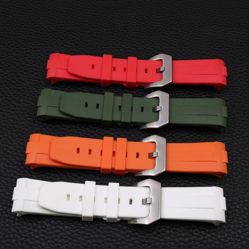 Pin buckle 24mm rubber strap men's watch accessory for Panerai sports waterproof silicone strap female bracelet watch band