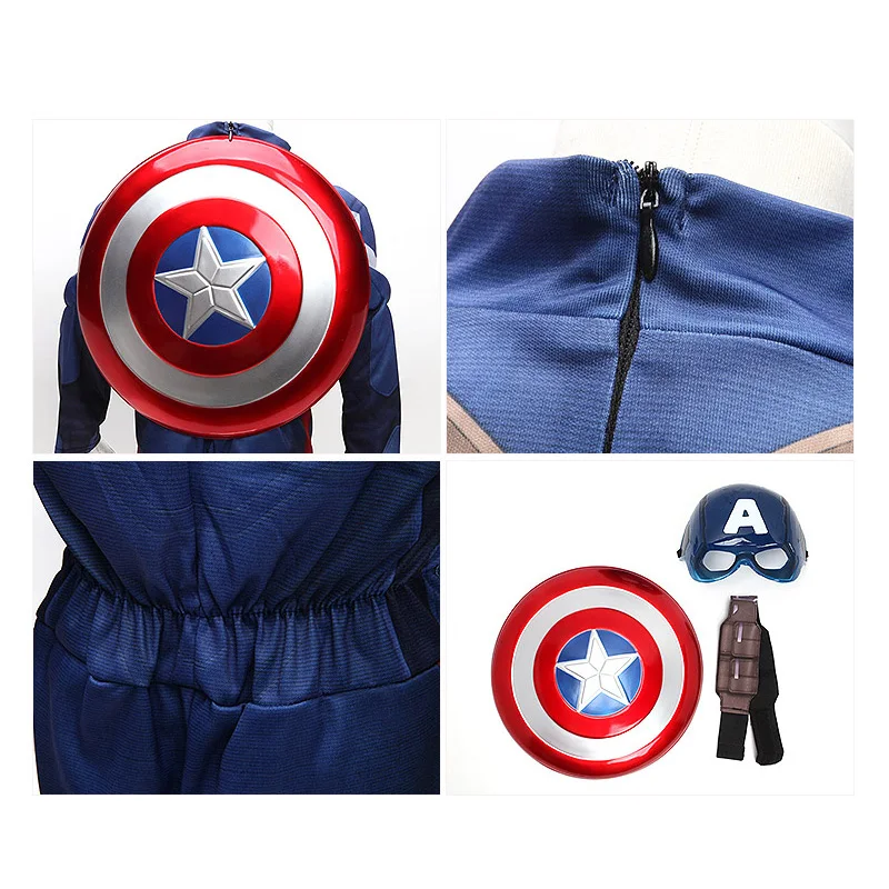 Детский костюм с мышцами косплей Мстители Капитан комбинезон капитаном Америка