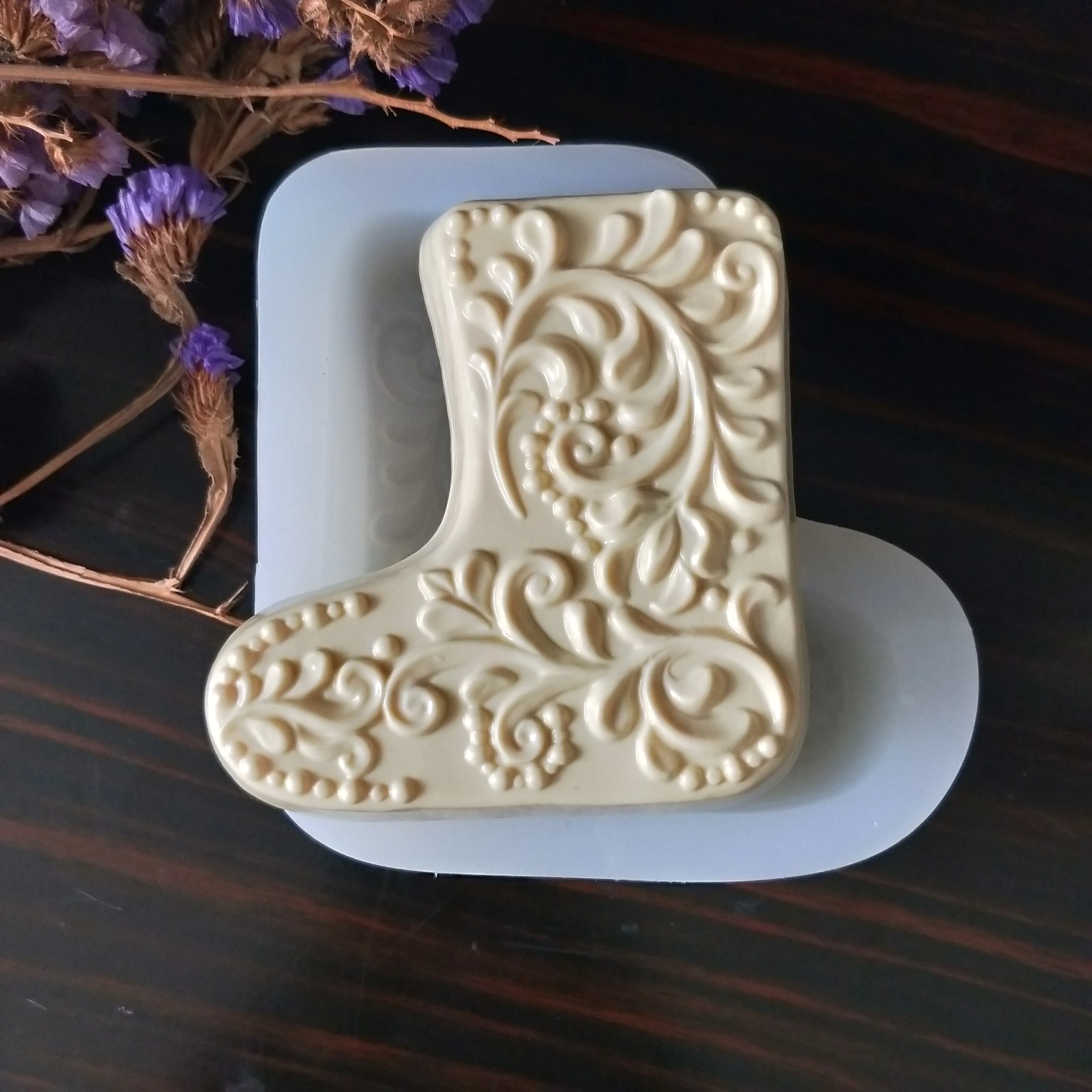 

QT0210 PRZY Mold Silicone Christmas Soap Molds Silicone Fondant Mould Gypsum Chocolate Candle Christmas Socks Emboss Clay Resin