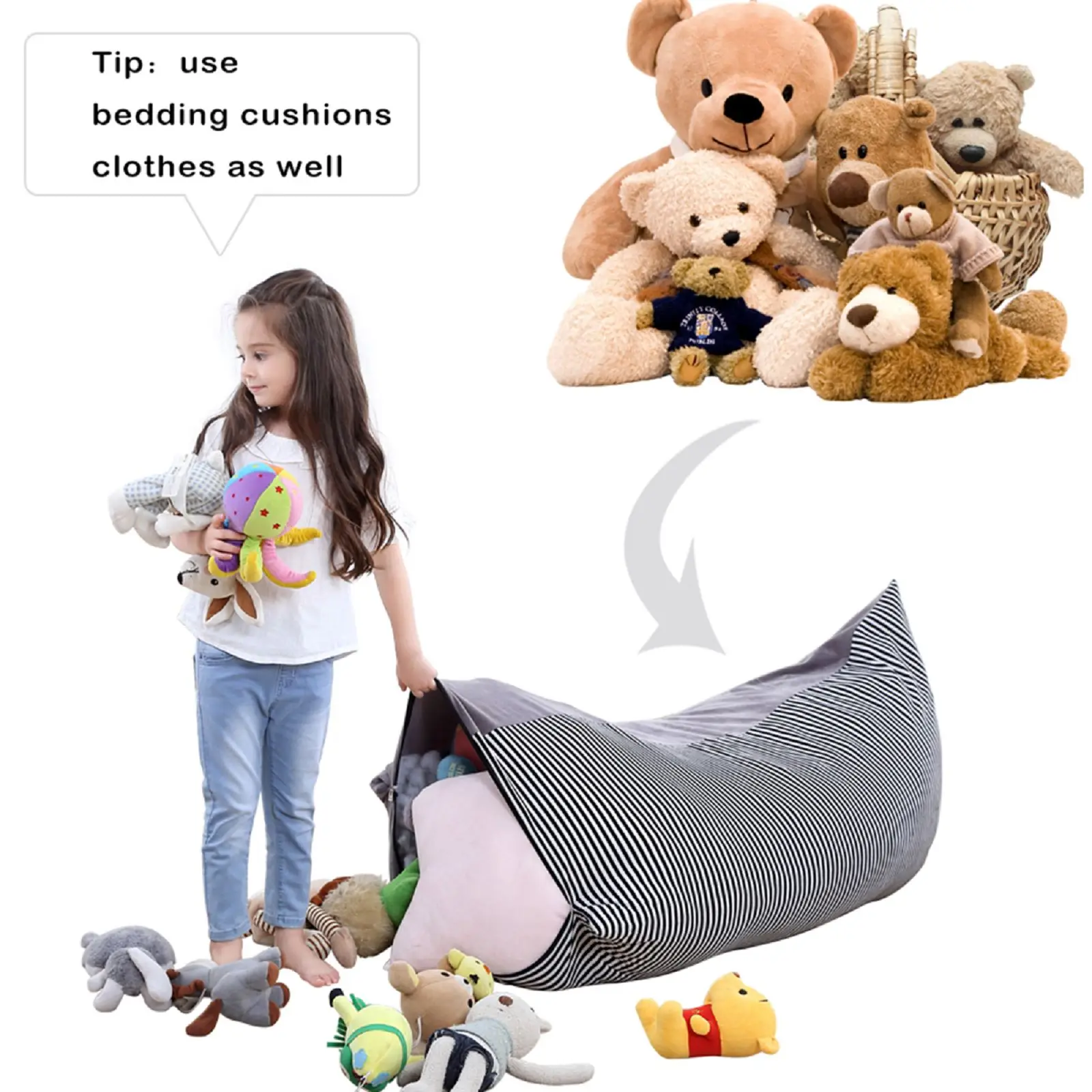 Большой 2in1 чучело кукла плюшевые игрушки сумка для хранения текстильный