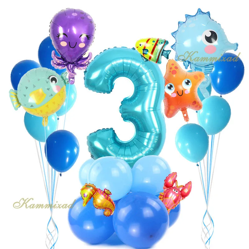 Leeiu мирового океана Морской воздушные шарики в виде животных комплект Happy От 1 до 3