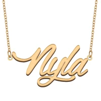 nyla name necklace for women stainless steel jewelry 18k gold plated nameplate pendant femme mother girlfriend gift