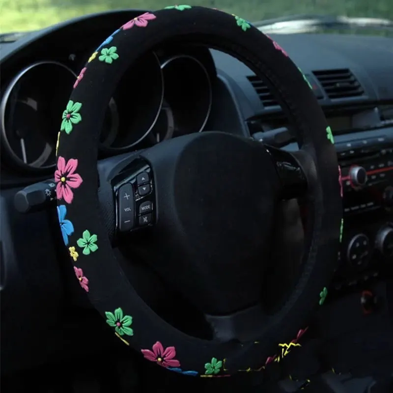 

38CM Car Steering Wheel Cover Car Steering-wheel Protector Soft PU Leather for Universal Cars Styling Accessories