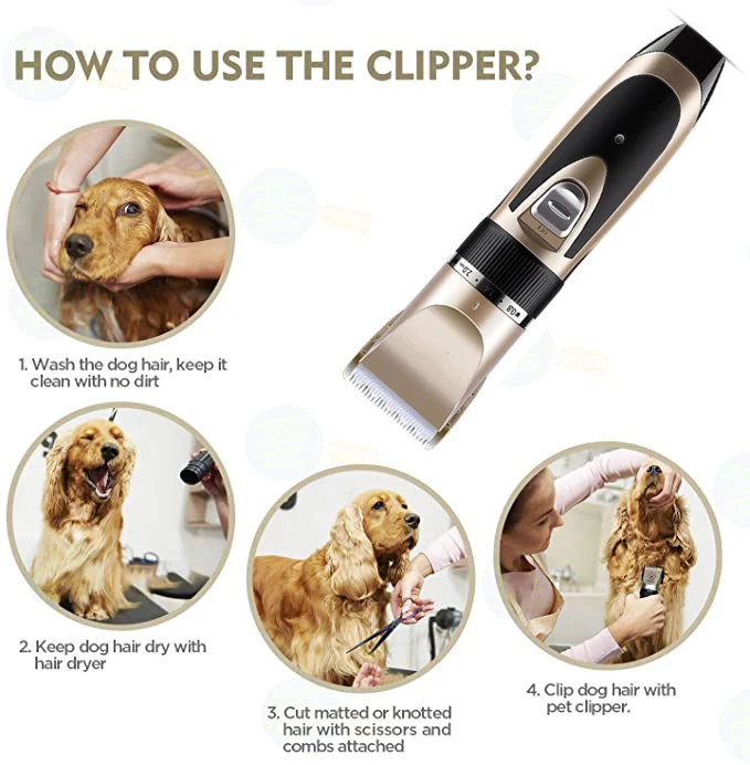 

USB Rechargeable Pet Clippers Animal Hair Cutting Trimmer Portable Grooming Hair Clipping Electric Pet Hair Shaver Machine