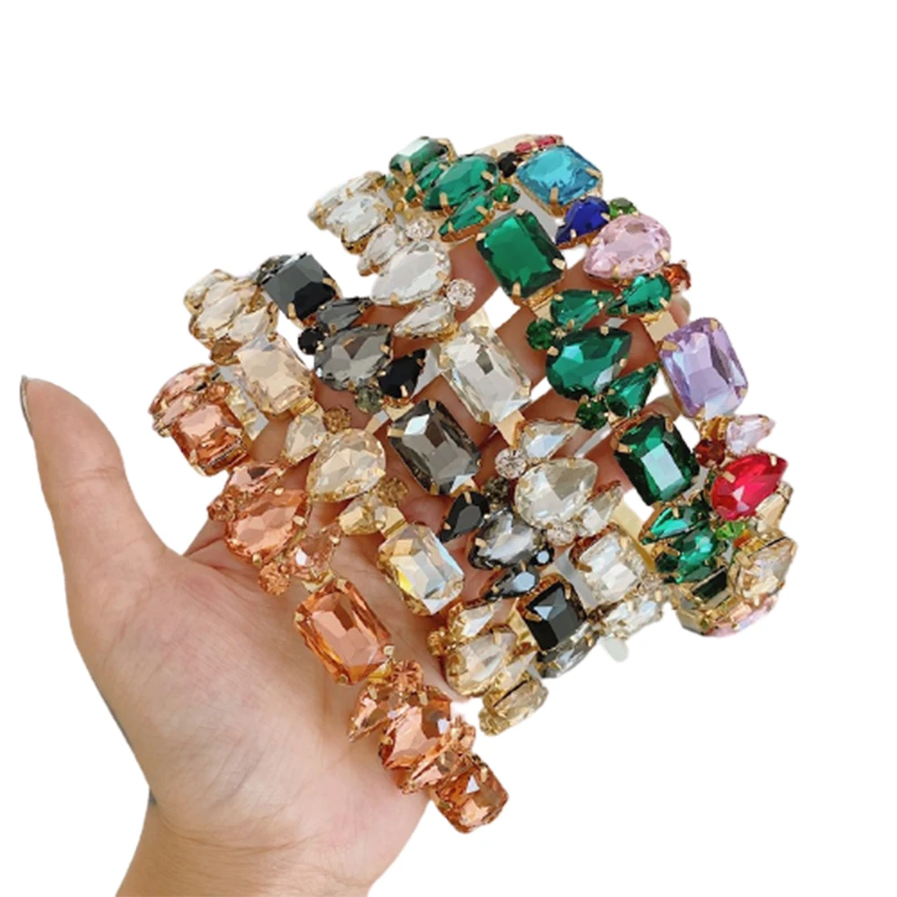 

Fashion Women's Full Rhinestone Headbands Retro Alloy Thin Side Headband Hair Band Headwear Hair Accessories