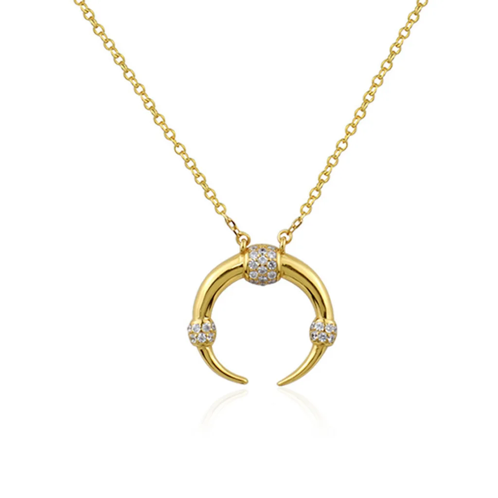 

7Rings 18K Trendy Fashion Style Moon Diamond Necklace Choker for Women Girlfriend Students Date Jewelry Accessories Gifts