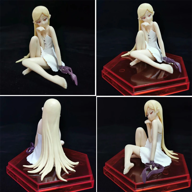 

Экшн-фигурка аниме Nisemonogatari Oshino Shinobu, ПВХ Сидящая осанка, желтое длинное белое платье, коллекционные модели игрушек, 10 см