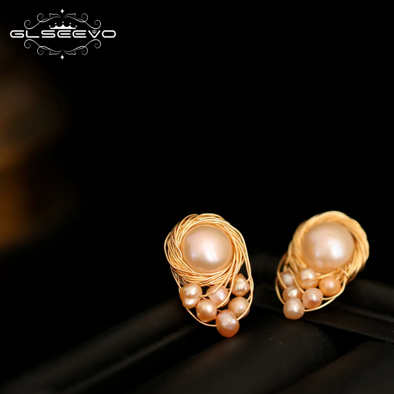 GLSEEVO натуральный пресноводный жемчуг серьги ручной работы гвоздики для женщин