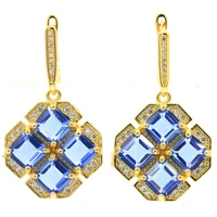40x21mm delicate fine cut 10 5g jewelry set created violet tanzanite cz ladies wedding 14k gold silver pendant earrings