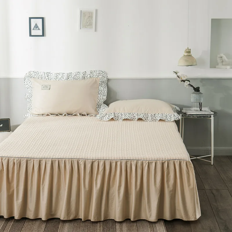 Новинка 2019 хлопковое стеганое покрывало натяжная простыня наволочки однотонное