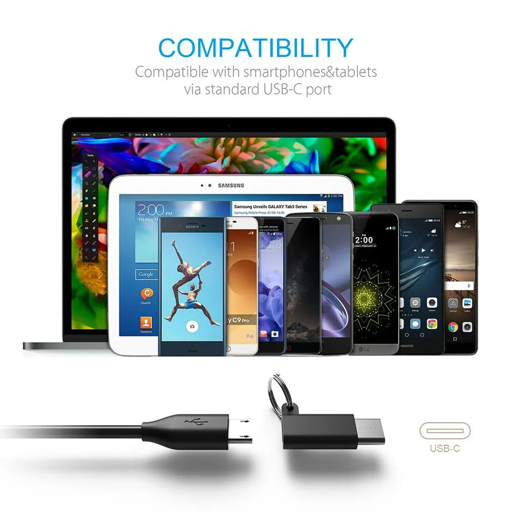 

Micro USB Adapter Cable Micro USB male to Type-C female Converter USB OTG Data Adapter