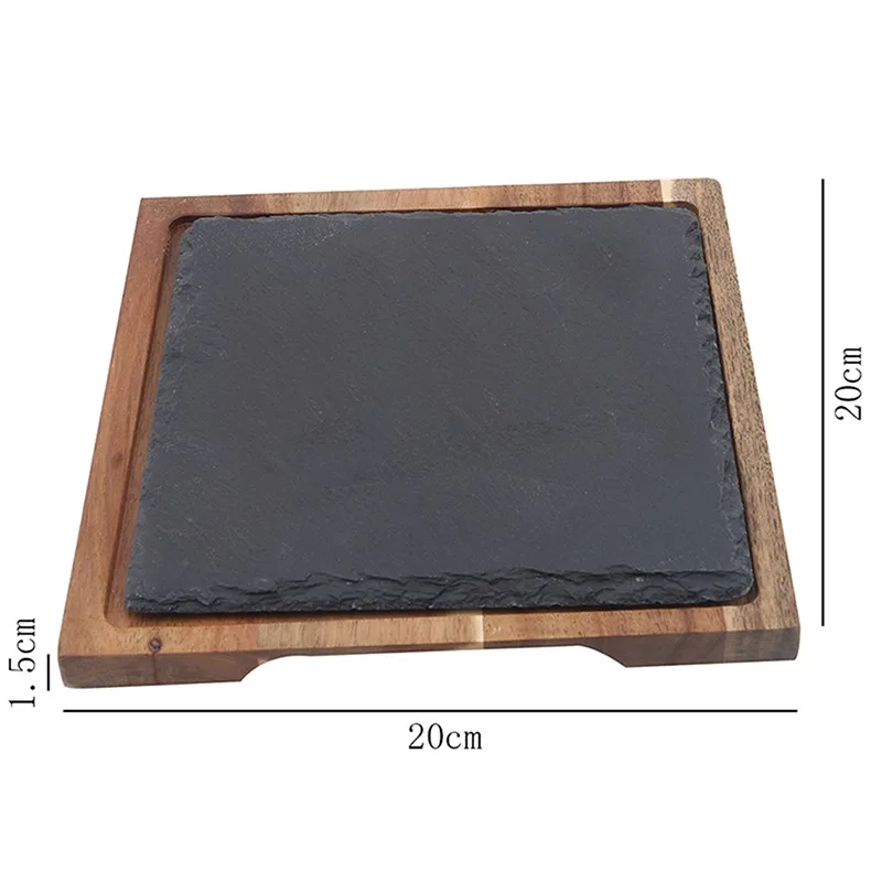 1 шт. лоток из цельного дерева для западной еды в японском стиле черная шиферная