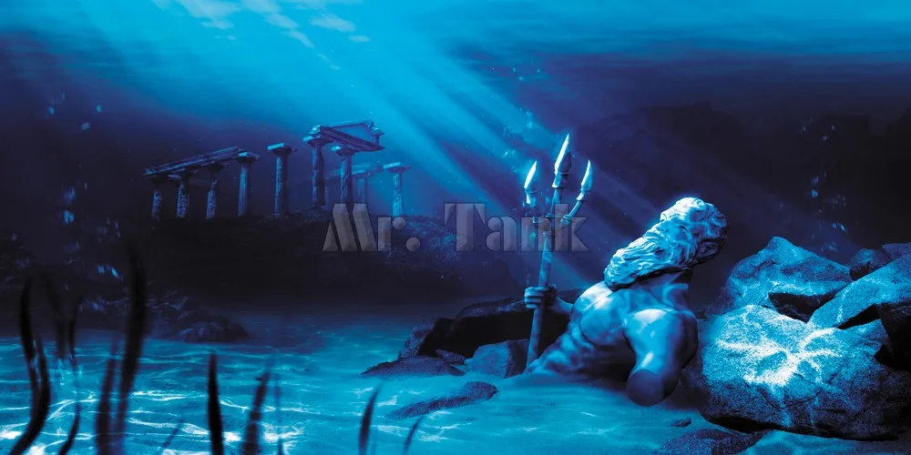 Фон с изображением древней архитектуры аквариума мистер танк самоклеящийся