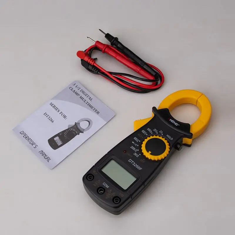 

41QF DT3266F LCD Digital Clamp Multimeter Amperemeter Electrical Clamp Meter AC / DC Voltage Resistor Tester with Buzzer