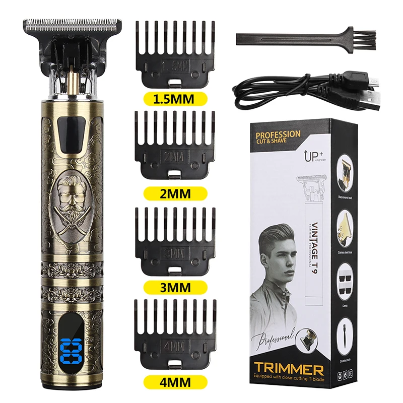 

T Hair Clipper Electric hair trimmer Cordless Shaver Trimmer 0mm Men LCD Barber Hair Cutting Machine chargeable beard cutter