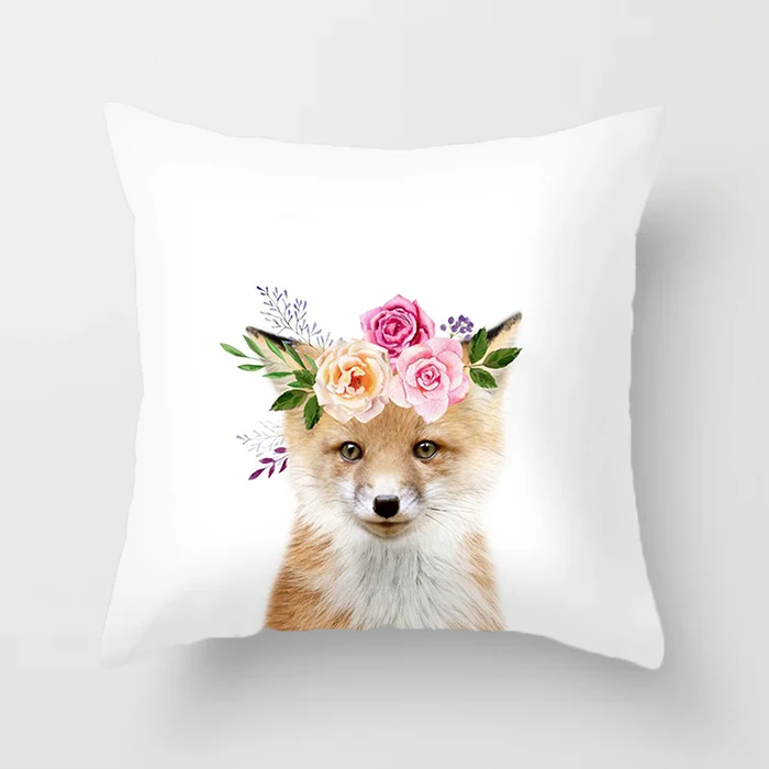 Декоративный чехол для подушки с мультяшным принтом плюшевая квадратная