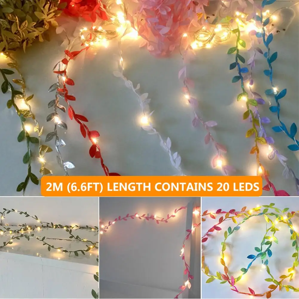 Сказочный Свадебный листвы светодиодный медный провод гирлянды для рождества