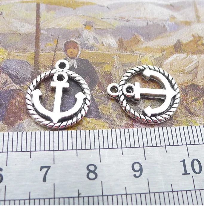 

50pcs Wholesale Anchor Charm Antique Silver Tone Vintage alloy Charms 15*18mm