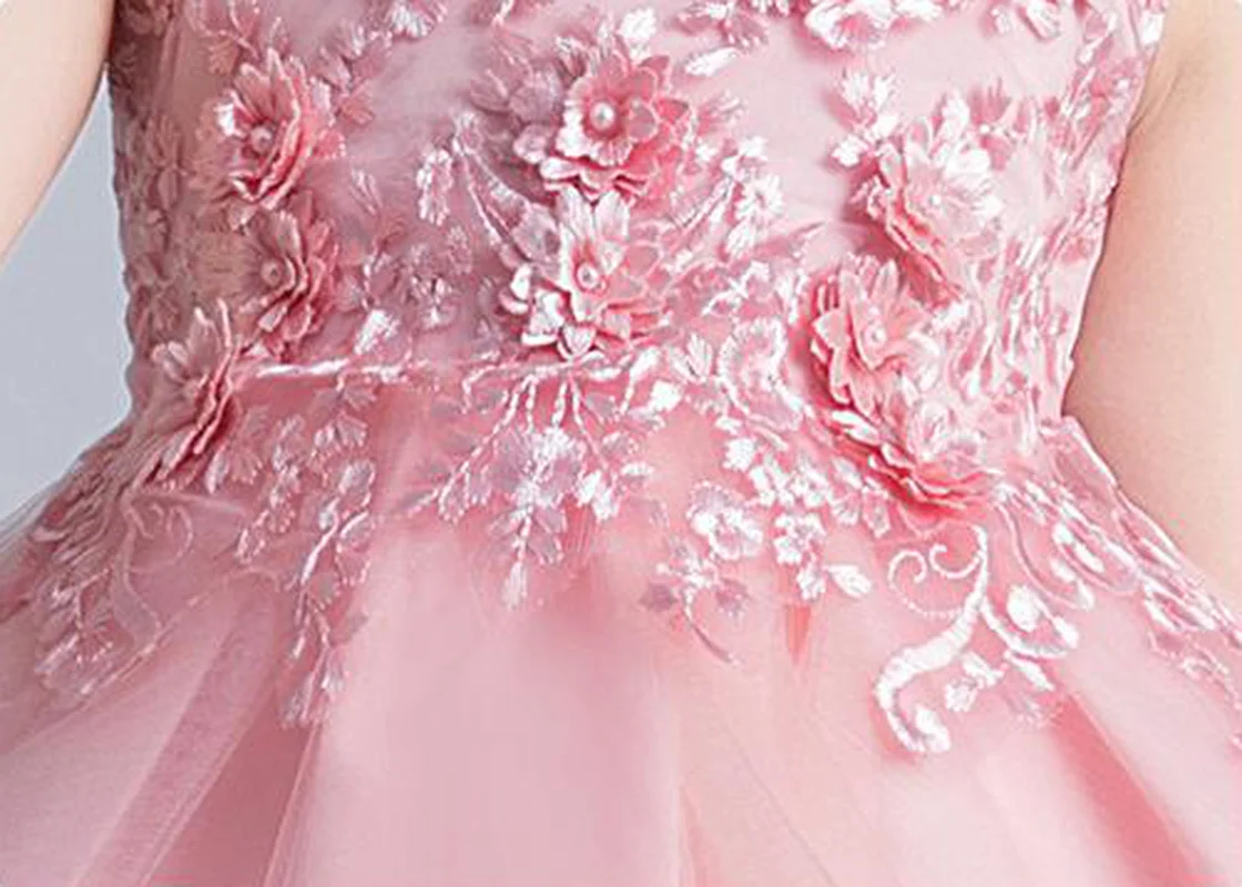 

White Pink Mermaid Tail Dresses for Girls Princess Wedding Birthday Children Party Vestidos Kids Clothes Embroidery Flower Bow