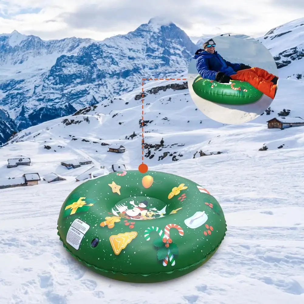 55%, Прямая поставка, надувная Снежная трубка, веселая круглая форма, ПВХ узор Санта-Клауса, снежные сани для катания на лыжах