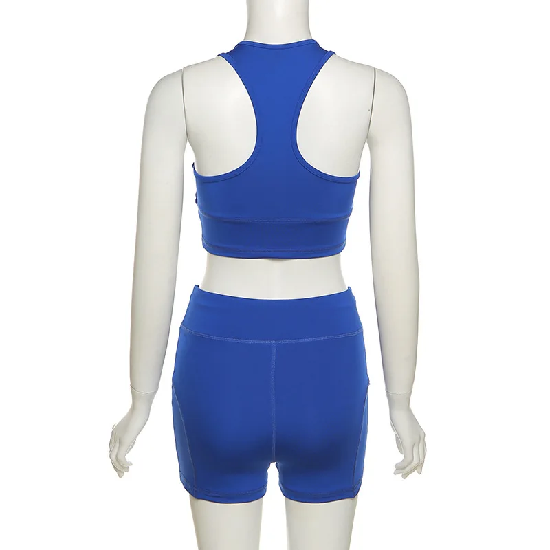 

Simenual Sporty Casual Tank Top And Short Two Piece Set Tight Fitted Active Wear Outfit Sleeveless Solid Basic Co-ord Tracksuits
