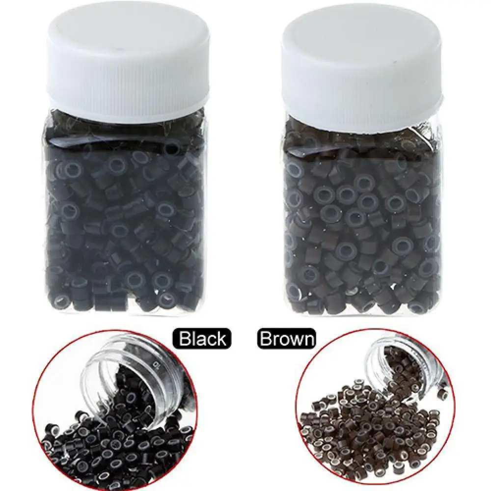 

50% Hot Sale 500Pcs Silicone Aluminum Micro Link Beads Rings for Feather Hair Extensions Cosmetic