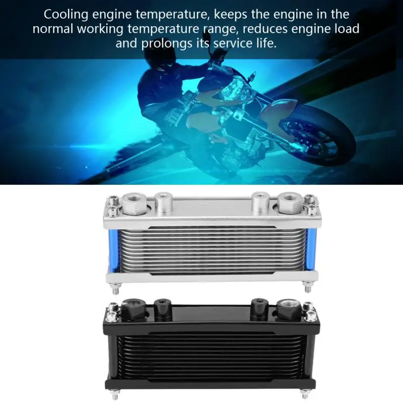 

Motorcycle Oil Cooler Universal Upgrade Aluminum Motorcycle Engine Oil Cooler Cooling Radiator 50CC-200CC