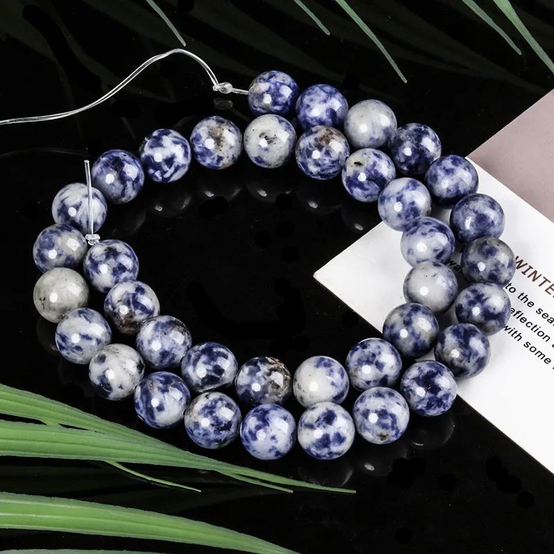 

Fashion Natural White Dot Blue-vein Sodalite Beads For Jewelry Making DIY Accessories For Bracelet 4/6/8/10mm Strand