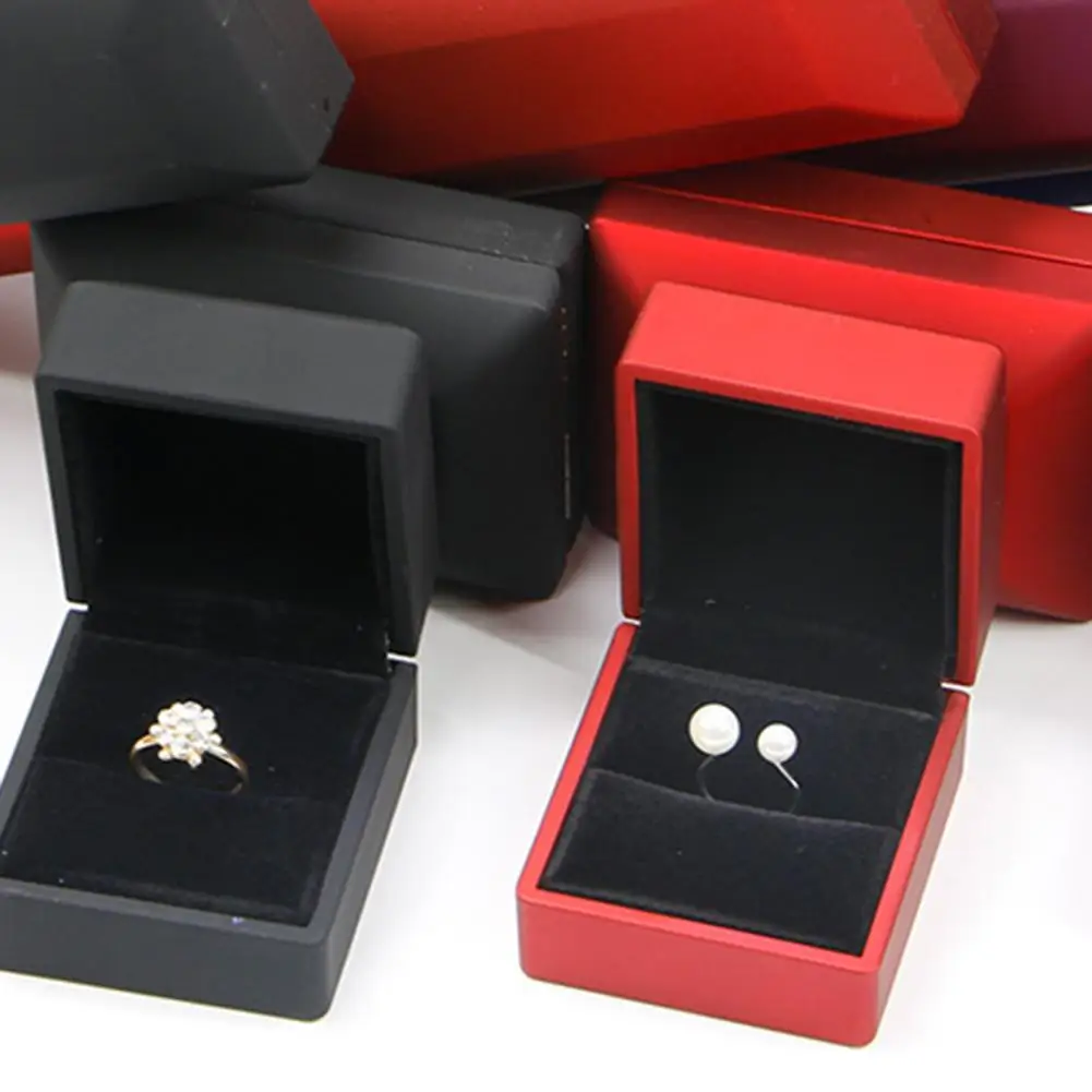 

LED Light Ring Necklace Bracelet Holder Jewelry Storage Box Container Organizer