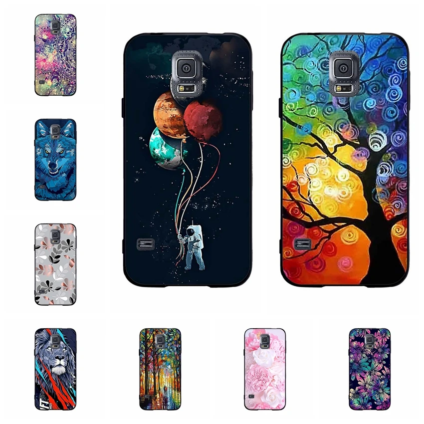 Ультратонкий чехол для Samsung Galaxy S5 силиконовый с принтом задняя крышка телефона