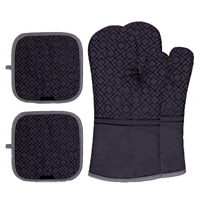 4pcs kitchen gloves insulation pad set cooking microwave gloves baking bbq oven potholders oven mitts potholder pad physical