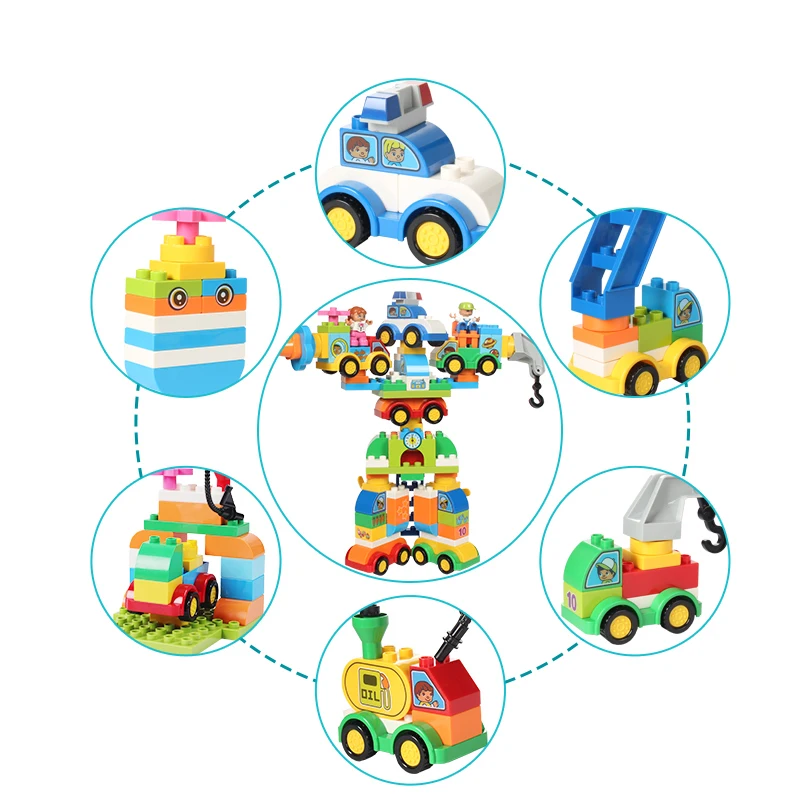 126 шт. DIY Автомобильный робот большой размер строительные блоки Совместимые с Duploed