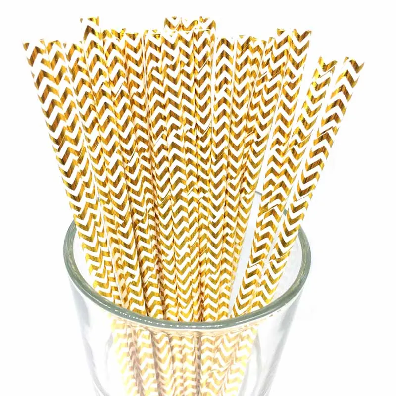 gold wave 25 шт. розовое золото Бумага питьевые соломки вечерние Бумага Соломки с днем рождения вечерние decoraiton День Рождения украшения для детей - Цвет: gold wave