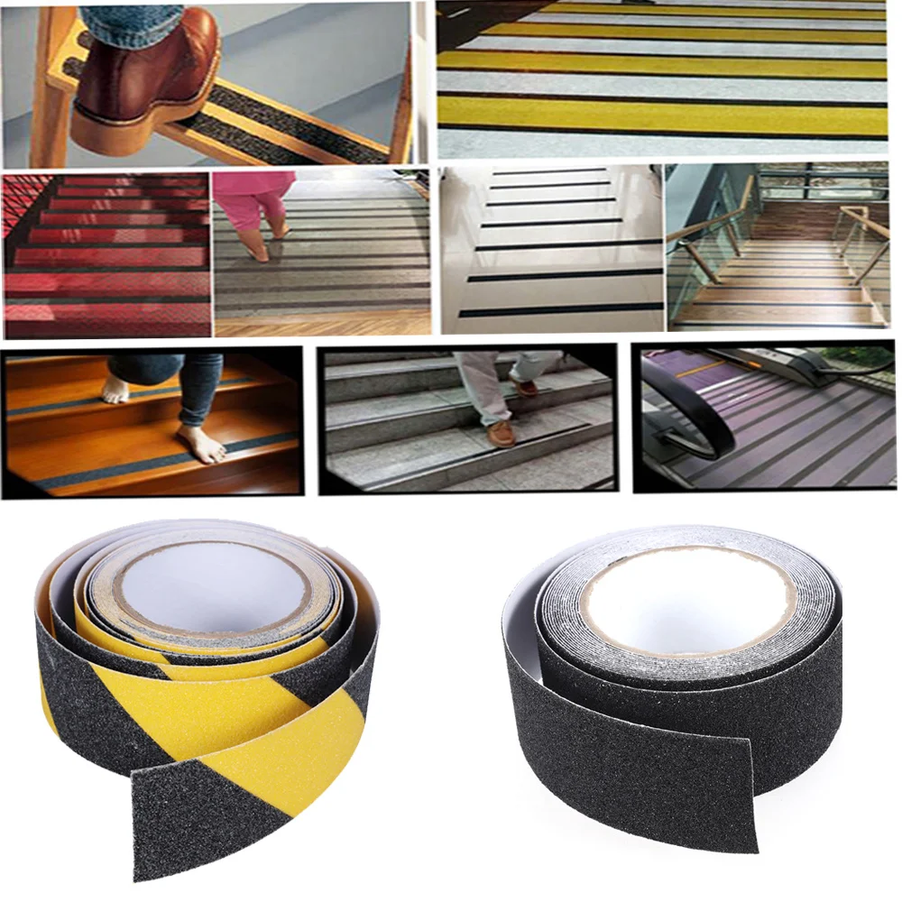 

Black and Yellow Anti-Slip Safety Tape High Traction Safe Abrasive Grit Grip 2 inches 16.4ft for Indoor and Outdoor