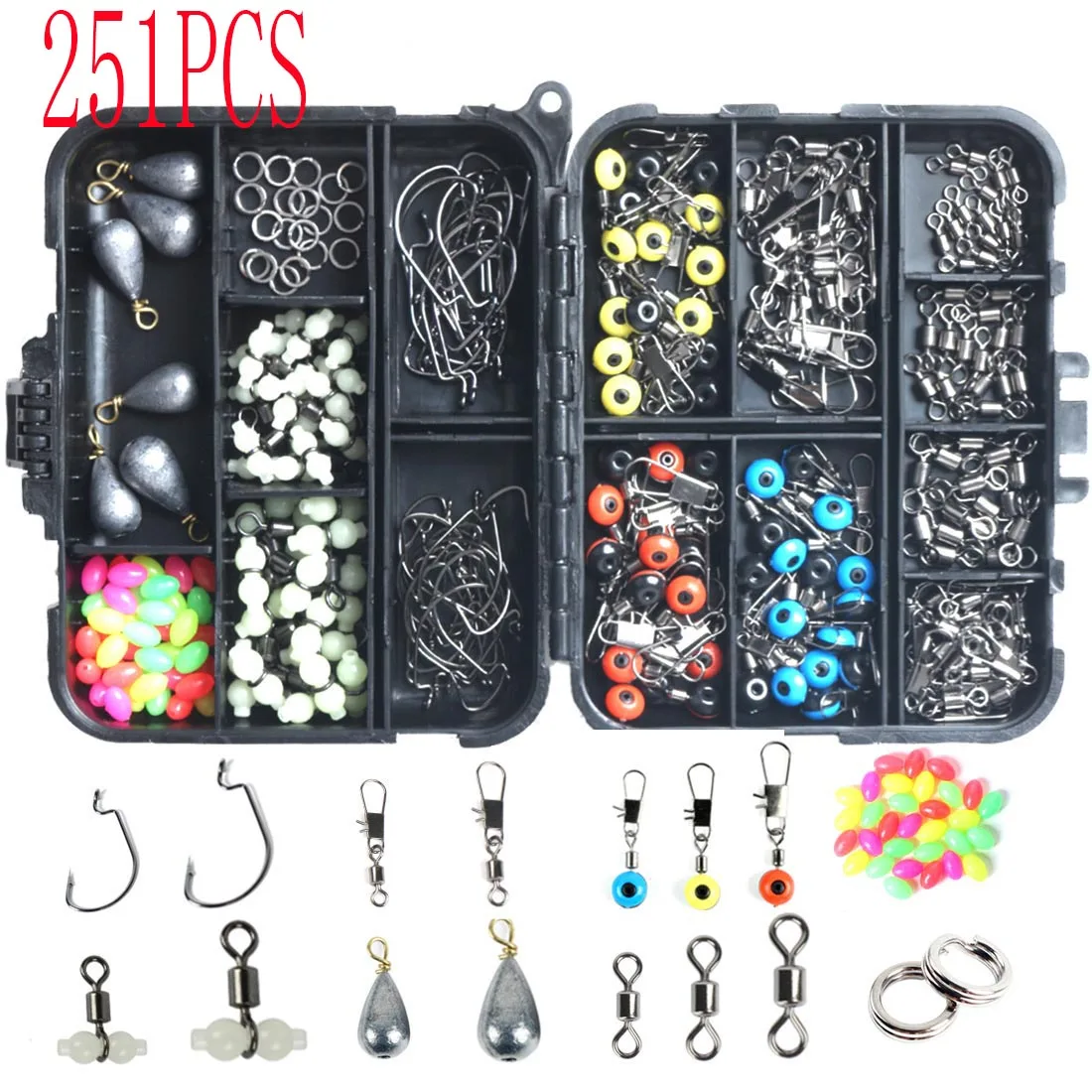 

251pcs/box Fishing Tackles Box Accessories Kit Set With Hooks Snap Sinker Weight For Carp Bait Lure Ice Winter Accessoires