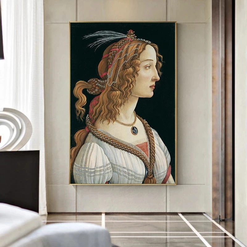 

Portrait of a Young Woman by Sandro Botticelli, Famous Painting Wall Art Canvas Decor Prints on Canvas Pictures for Living Room
