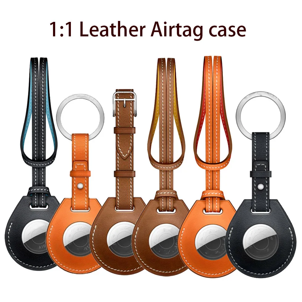 

1:1 Leather Airtag Case For Apple Airtags Protective cover For Airtag Locator Tracker Anti-lost Device Sleeve Key Charm Luggage