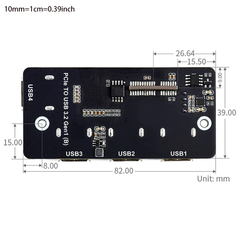 

J60A PCI-E to USB 3.2 Expansion Board for Raspberry Pi CM4 IO Board Gen1 Ports PCIe Adapter Support Power from PCIe 12V