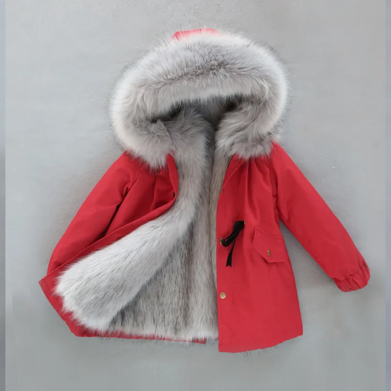 as picture Dollplus/-30 градусов новая одежда для девочек с длинными рукавами, одежда с мехом зимняя куртка теплая детская одежда утепленный пуховик с капюшоном, пальто из искусственного меха подростков верхняя одежда; парка - Цвет: as picture