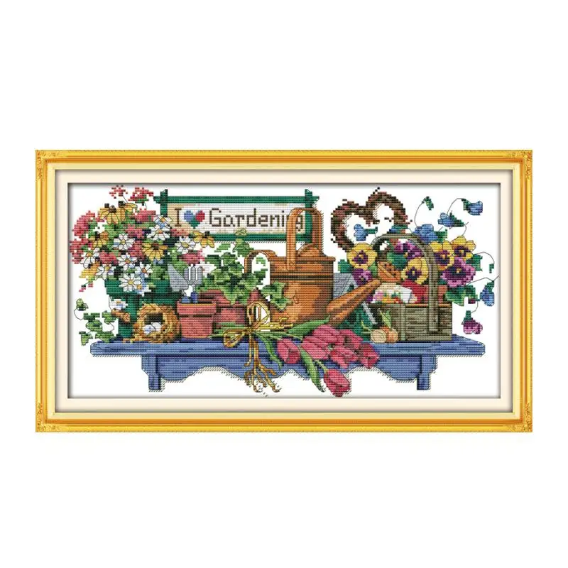 

Набор для вышивки крестиком «I love Garden», мультяшный принт 14ct 11ct, вышивка холстом «сделай сам», рукоделие