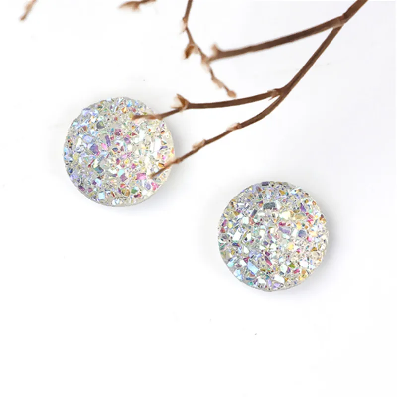 DoreenBeads Мода Смола Druzy/ Drusy купольное уплотнение круглый кабошон белый цвет AB