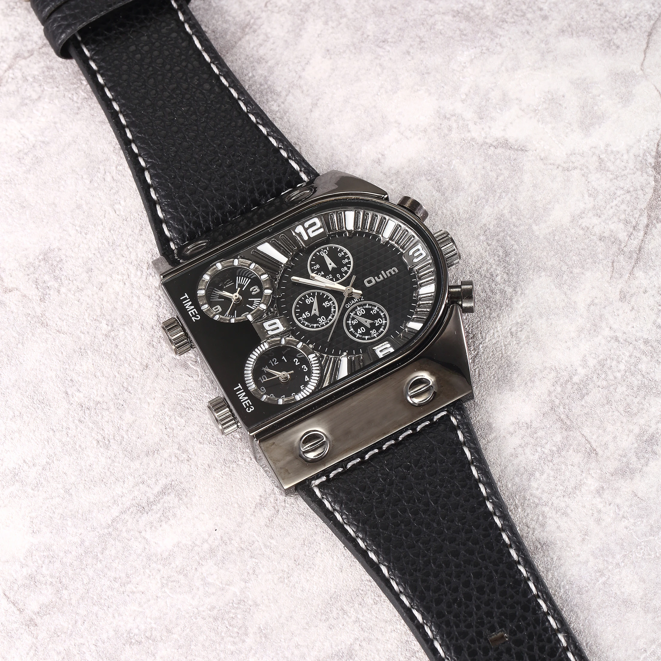 

Big Dial Watches Men 3 Time Zones Display D Style Men's Sport Quartz Wristwatch Relogio Masculino