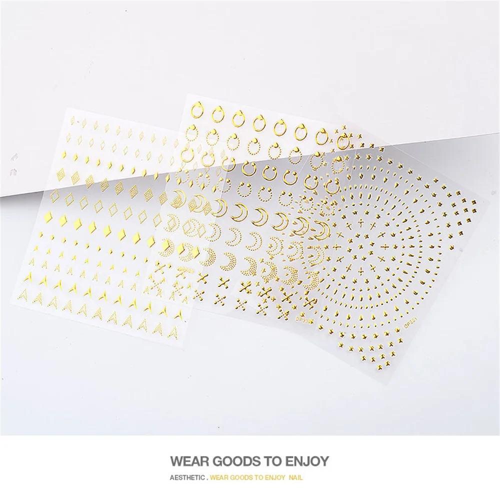 

XZMUV 3D Nail stickers nail Accessories gold metal sticker rivet gold hollow Art Tools Manicure Decoracion fashion beautiful