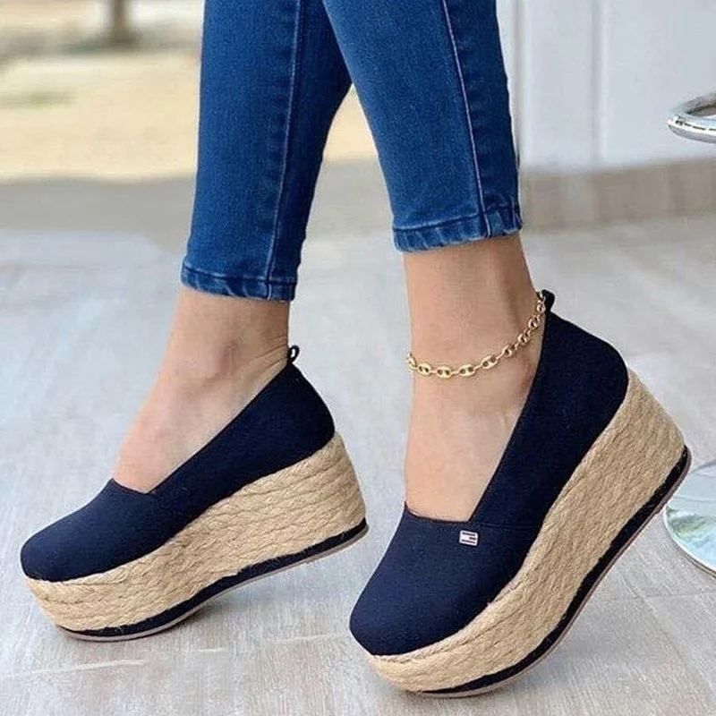 

Wedges Slip-on Flock Fashion Womens Platform Sandals Shoes for Women Sandalilas Sandles Woman Flat Shoes Sandal Summer Casual