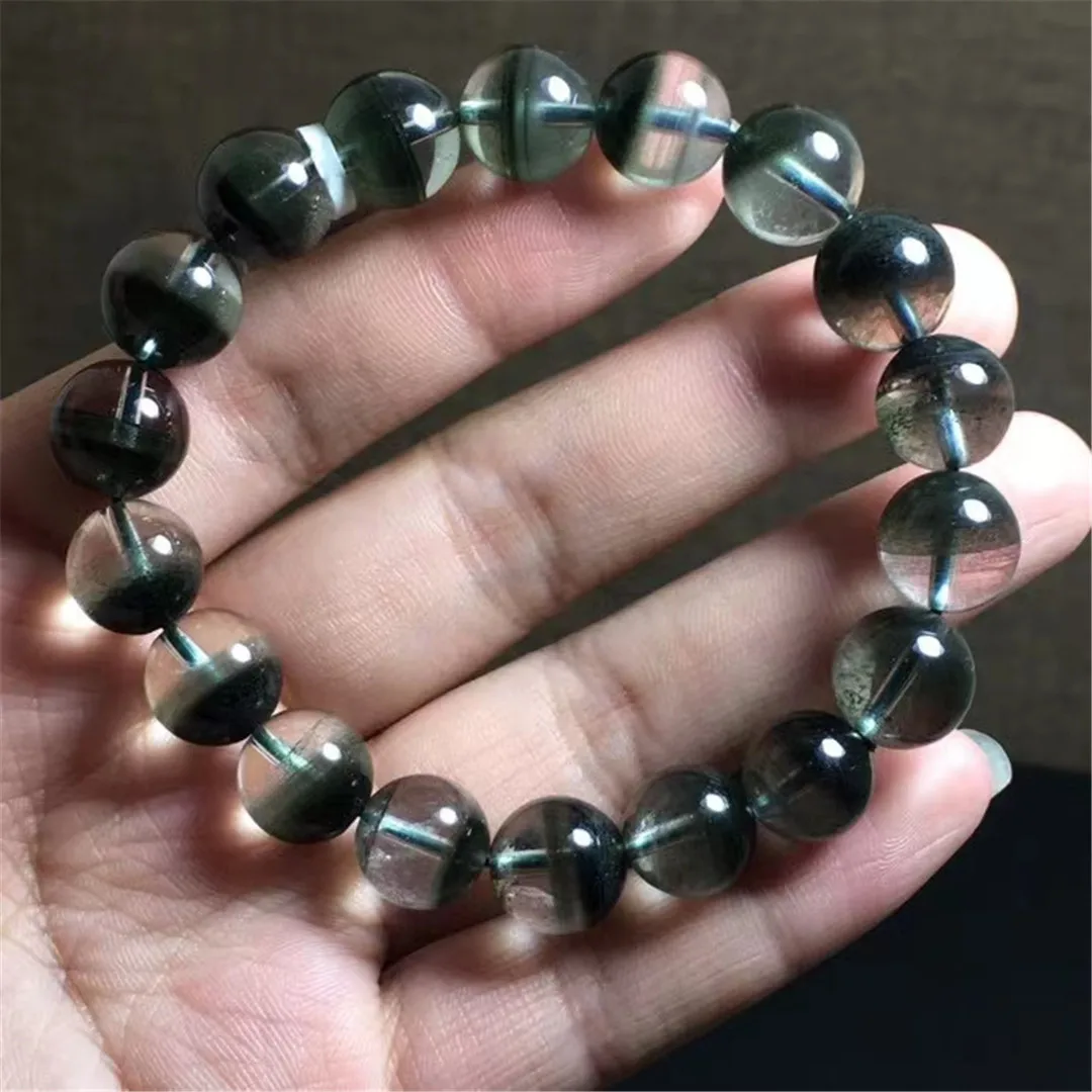 

11mm Natural Green Phantom Quartz Bracelet For Women Men Wealth Crystal Gift Clear Beads Rare Gemstone Strands Jewelry AAAAA