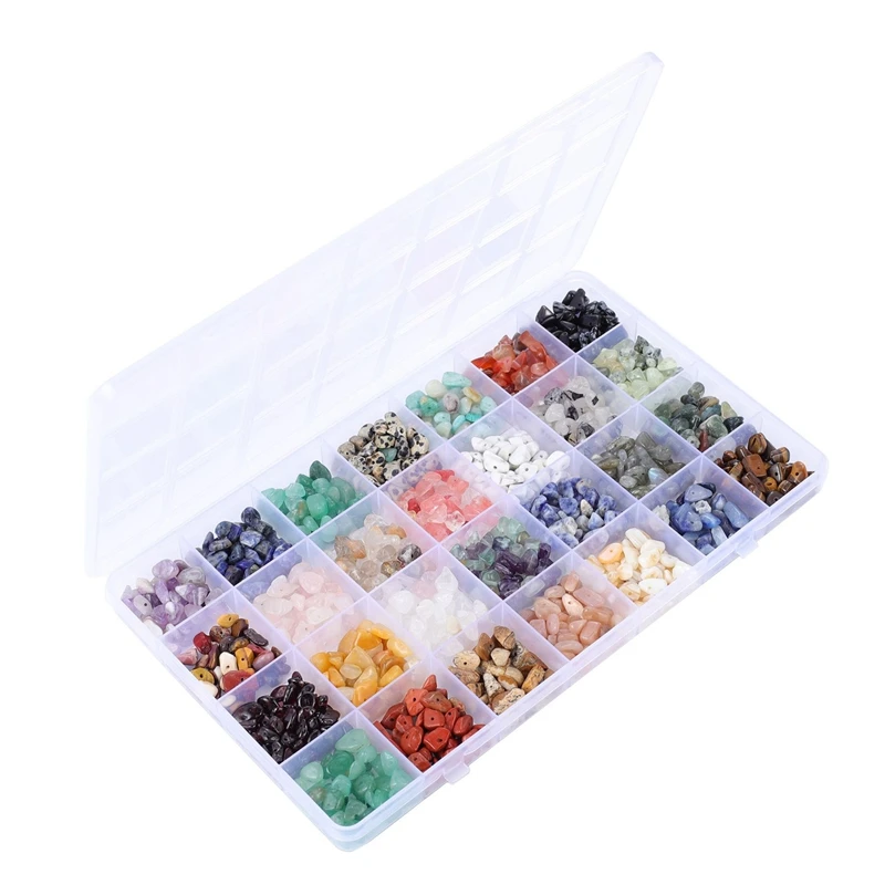 

Crystal Beads Bulk for Jewelry Making, 28 Colors Natural Gemstone Chips Kit Irregular Stones for Bracelet, Necklace