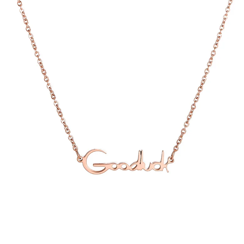 

Titanium steel necklace female letters Goodluck good luck pendant rose gold non-fading clavicle chain simple accessories