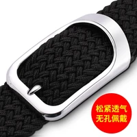 belt for men womens waistband jeans pin buckle woven canvas elastic versatile fashion young students casual belt