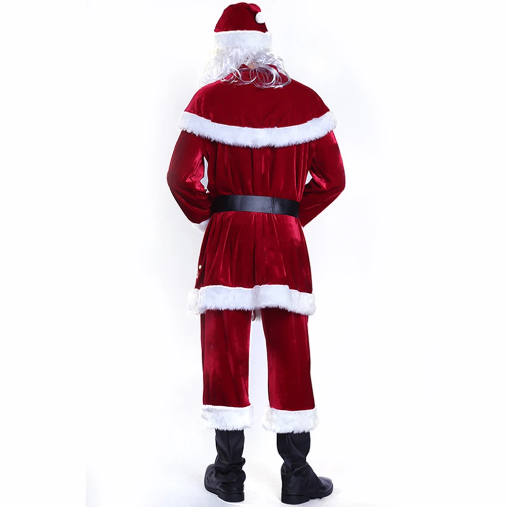 6PCS Christmas Santa Claus Costume Fancy Dress Adult Men Suits Cosplay Outfits | Costumes